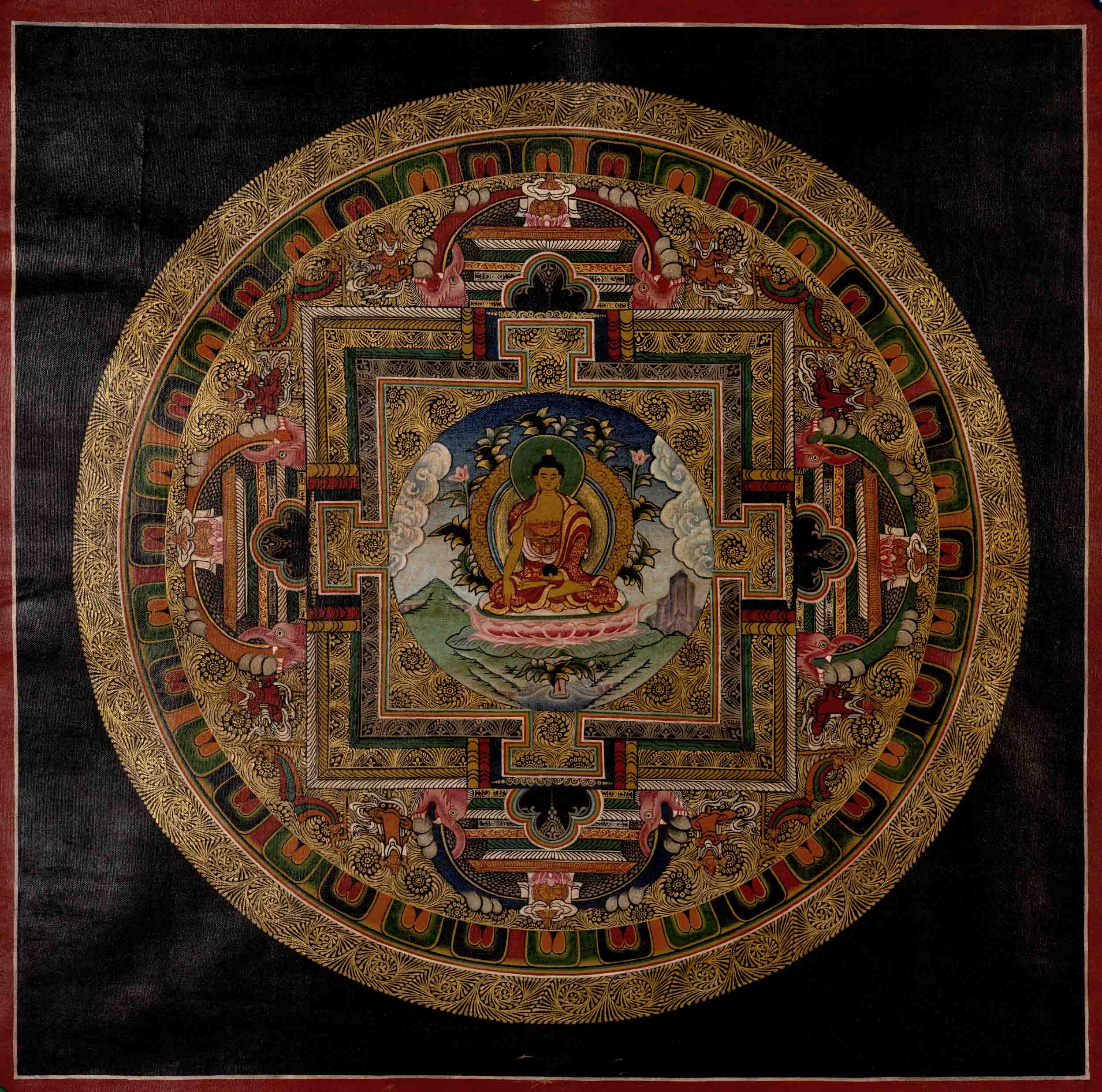 Shakyamuni Buddha Mandala | Buddha Shakyamuni Thangka | Wall Decoration Painting | Art Painting for Meditation and Good Luck to house