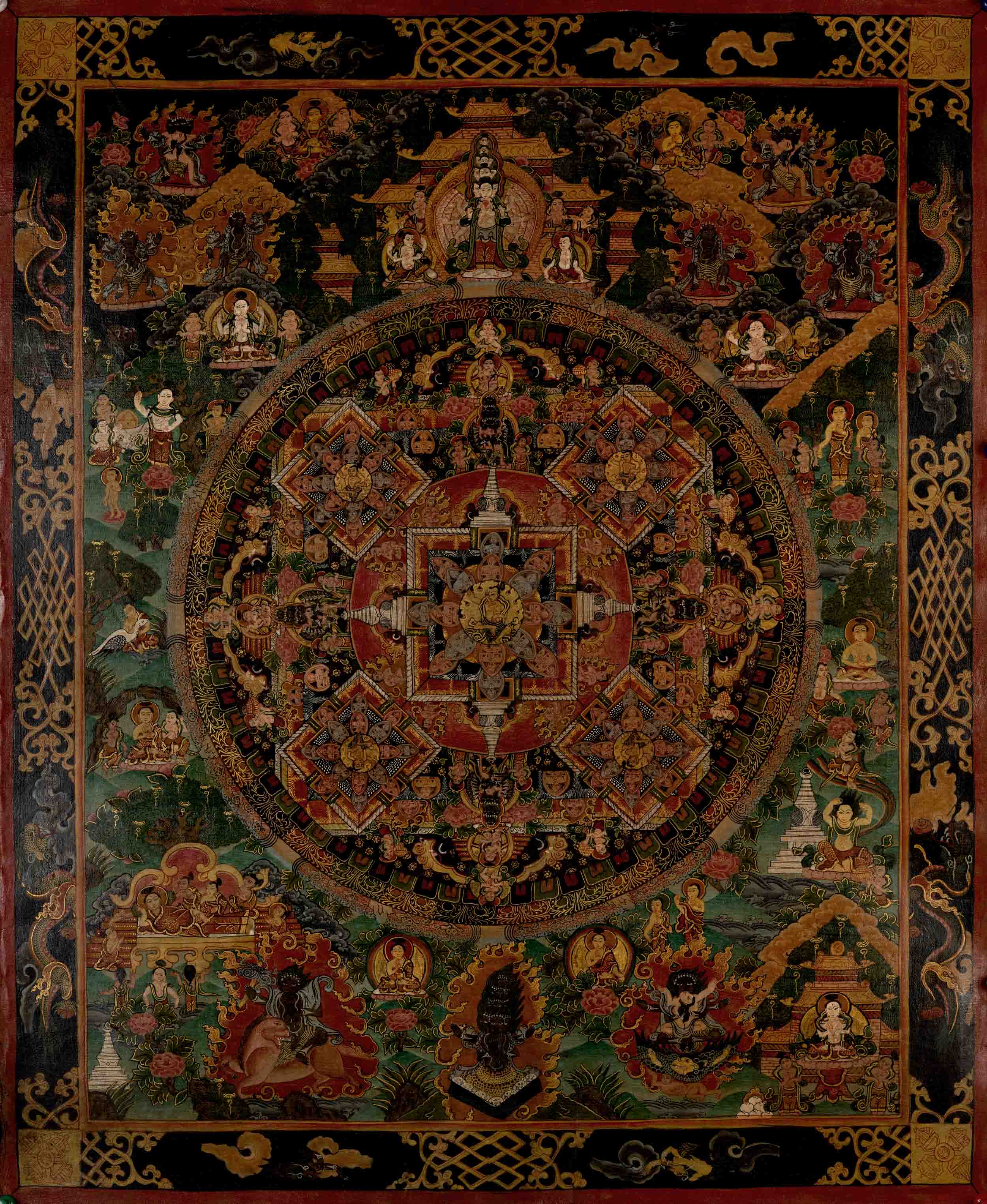 Vajravarahi Yogini Mandala Thangka | Wall Hanging Yoga Meditation Canvas Art | Mindfulness Meditation Object of Focus For Our Wellbeing