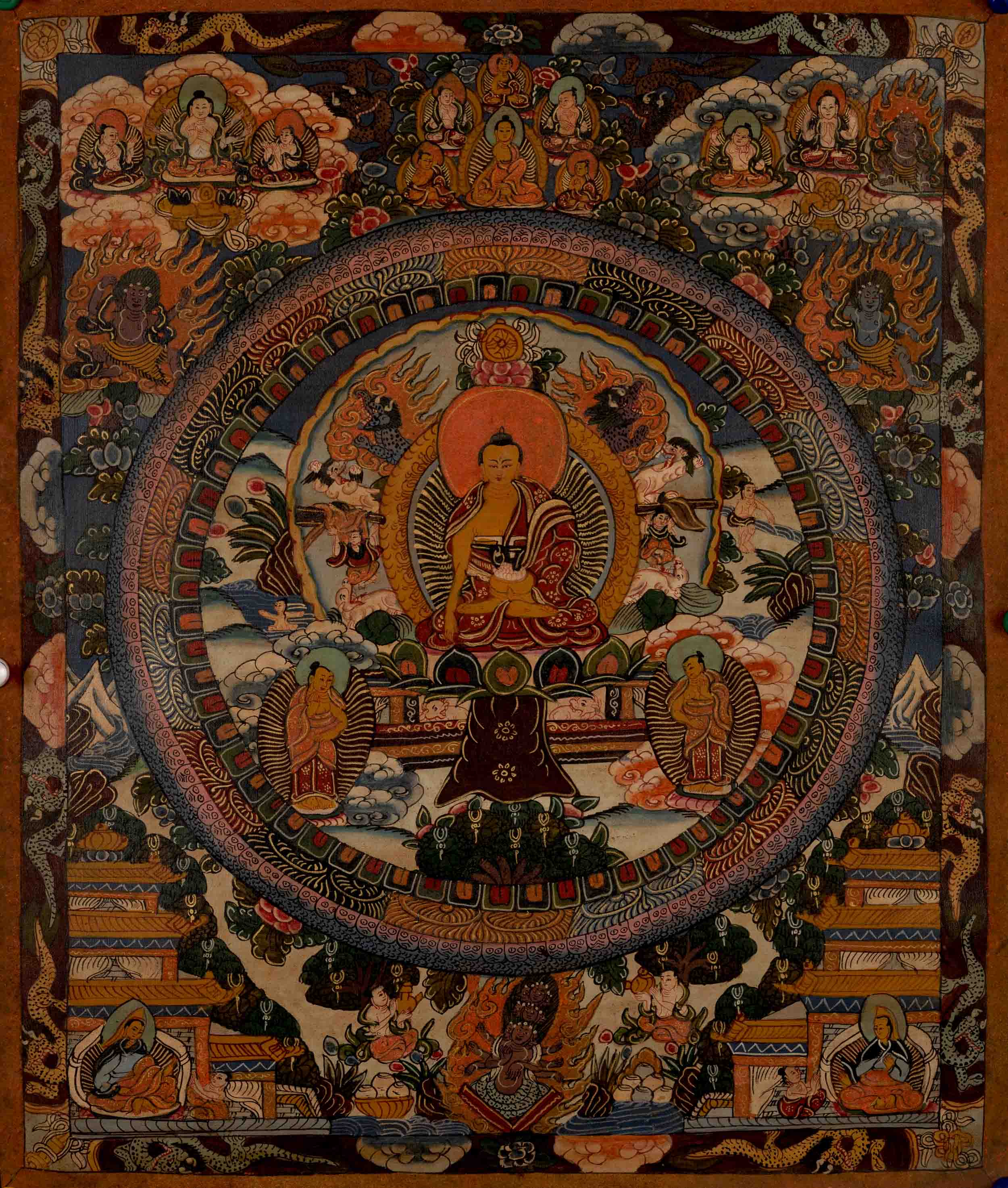 Shakyamuni Buddha Mandala | Buddha Shakyamuni Thangka | Mindfulness Meditation Object of Focus For Our Wellbeing | Wall Decoration Painting