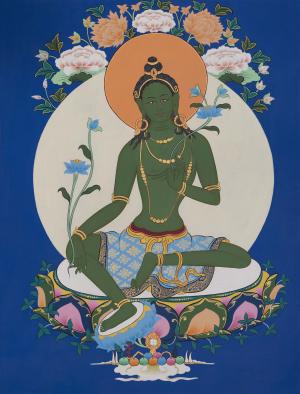Green Tara Mother Goddess Masterpiece Quality Handmade Thangka