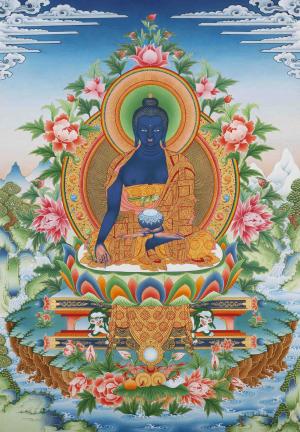 Medicine Buddha Thangka | Bhaisajyaguru Thangka | Healing Buddha | Tibetan Buddhism