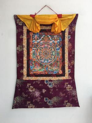 Brocaded Vajrapani Mandala Thangka | Bouddha Mandala | Tibetan Thangka Art | For Eternal Loving and Kindness | Small Size Wall  Decor