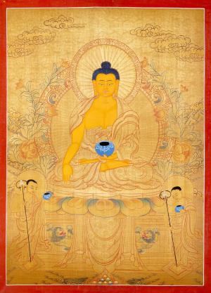 Full Gold Style Shakyamuni Buddha Thangka Painting | Original Hand Painted Tibetan Painting | Wall Hanging