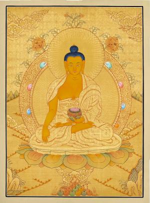 Full Gold Style Shakyamuni Buddha Thangka Painting | Original Hand Painted Tibetan Buddhist Art