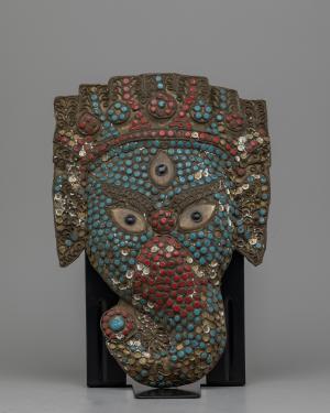 Lord Ganesha Metal Face Mask | Ganesha Wall Decor | Religious and Spiritual Gifts