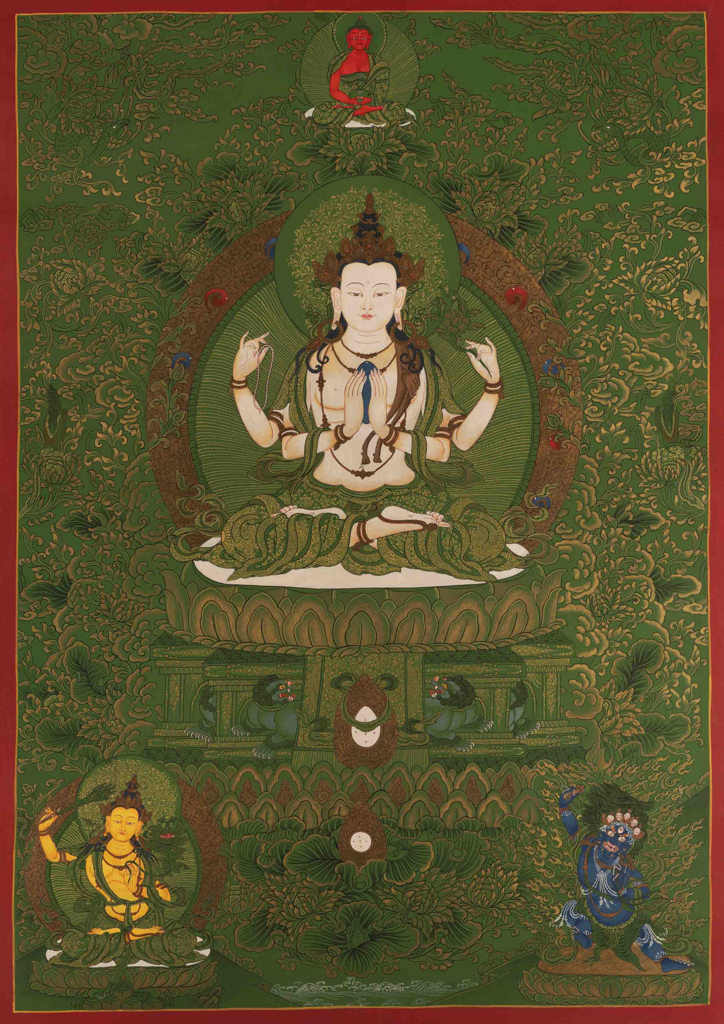 Chengrezig Thangka | Bodhisattva Arts | Tibetan Spiritual Practices