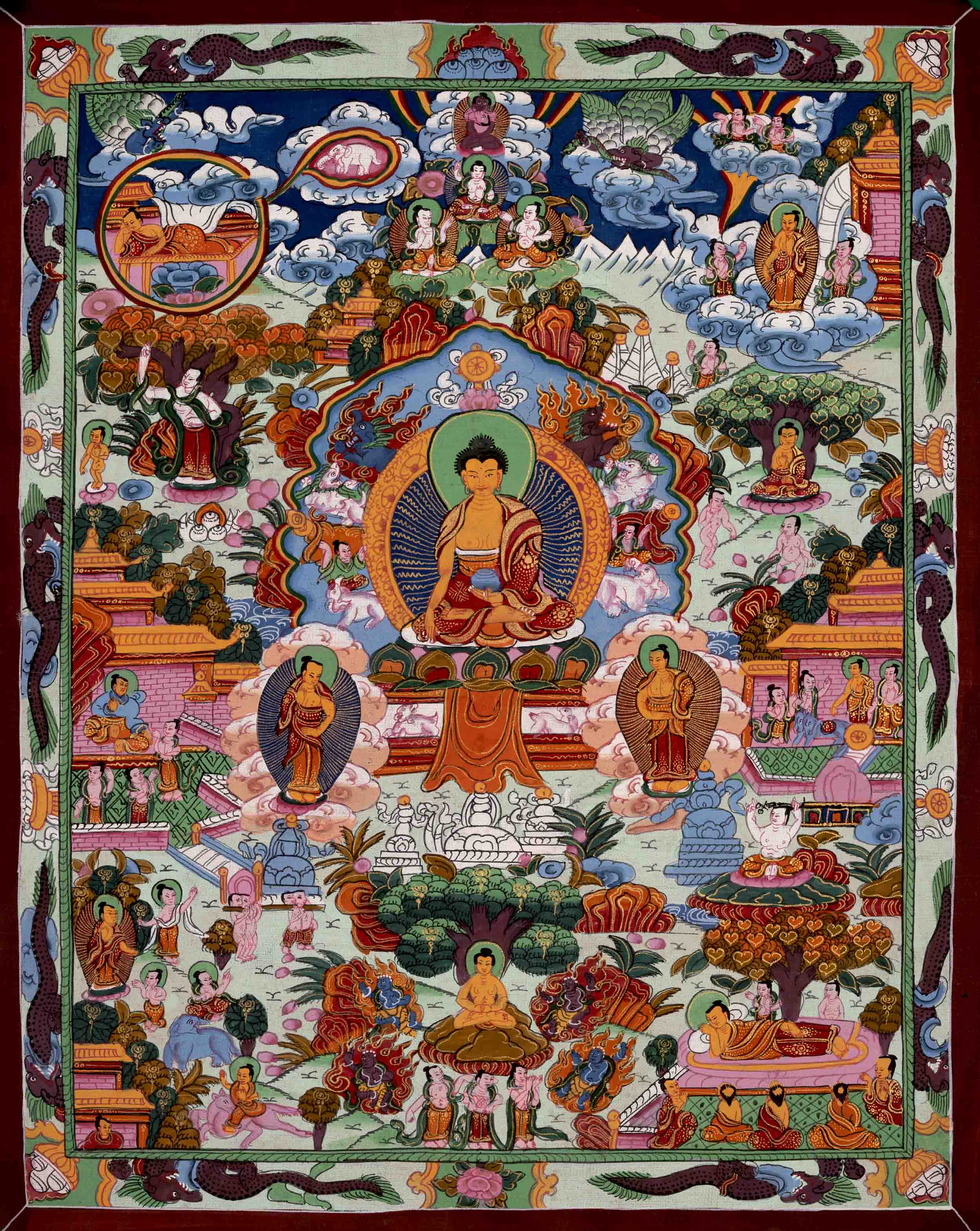 Buddha Life Story Thangka | Original Hand-Painted Thangka