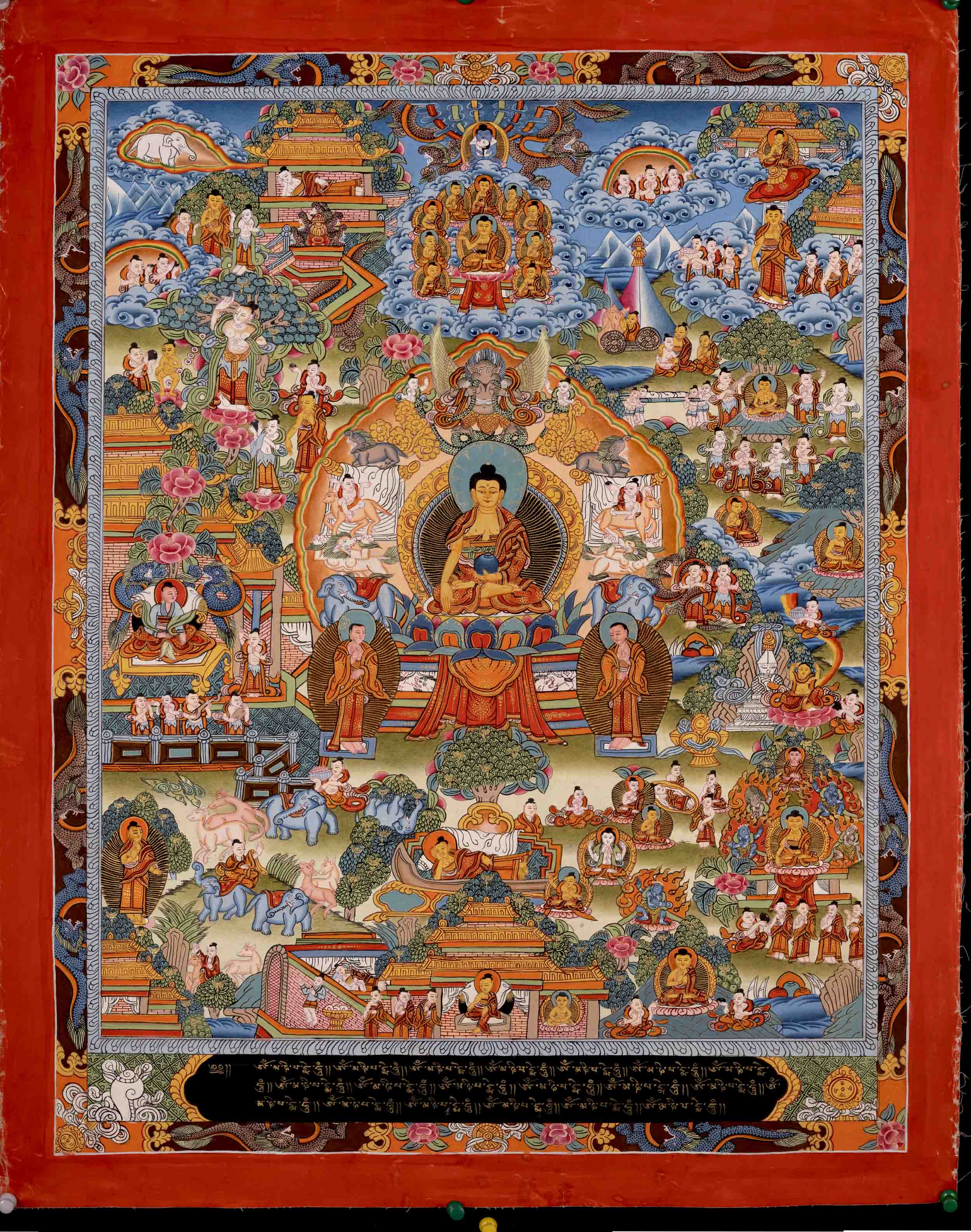 Buddha Life Story with the dragon motif border