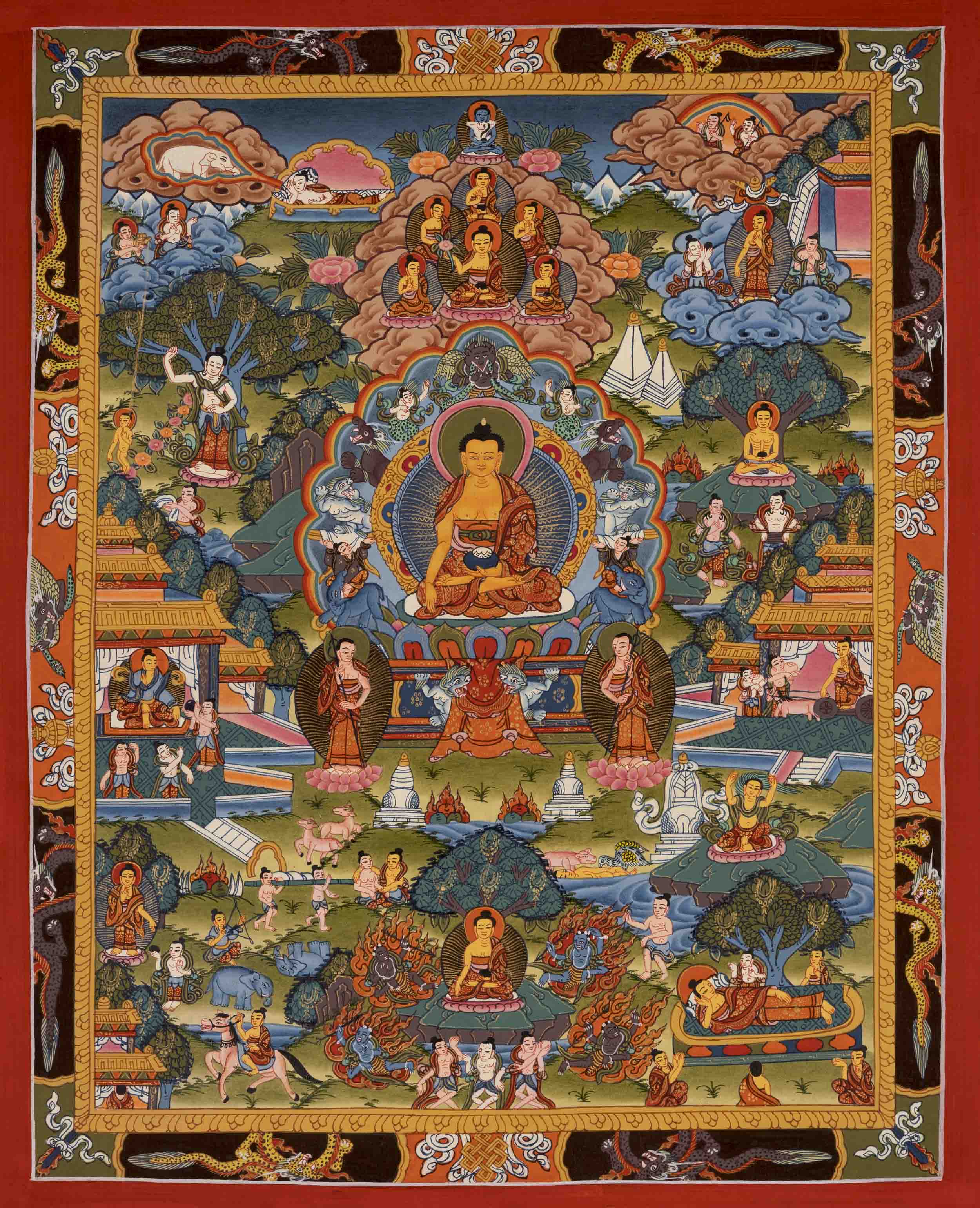 Buddha life Story Original Hand-Painted Thangka