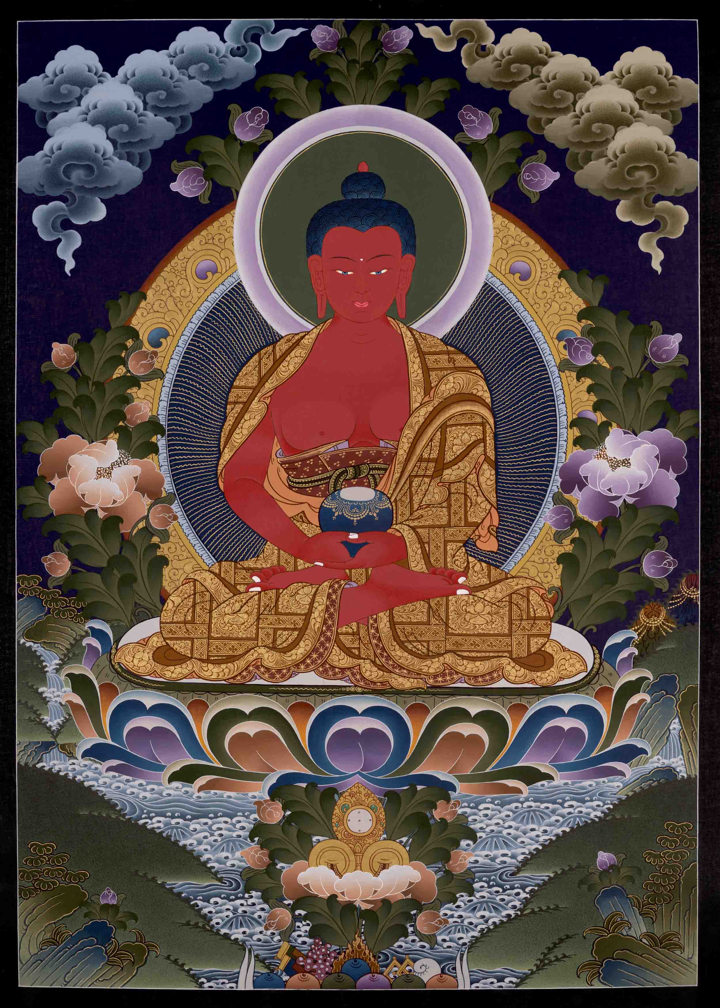 Amitabha Buddha Thangka Painting | Wall Hanging Yoga Meditation Canvas Art