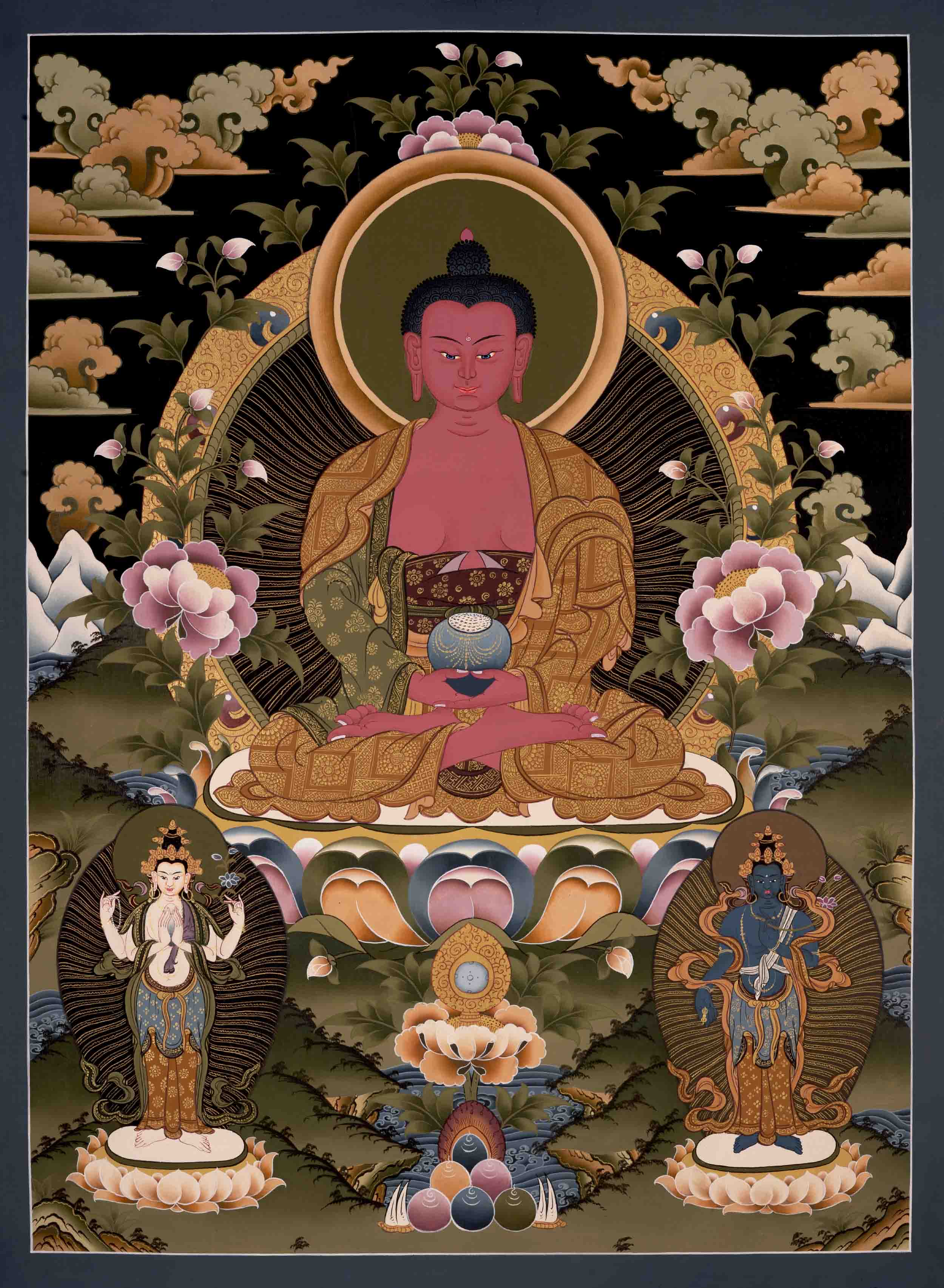 Amitabha Buddha Follwed By Other Bodhisattvas