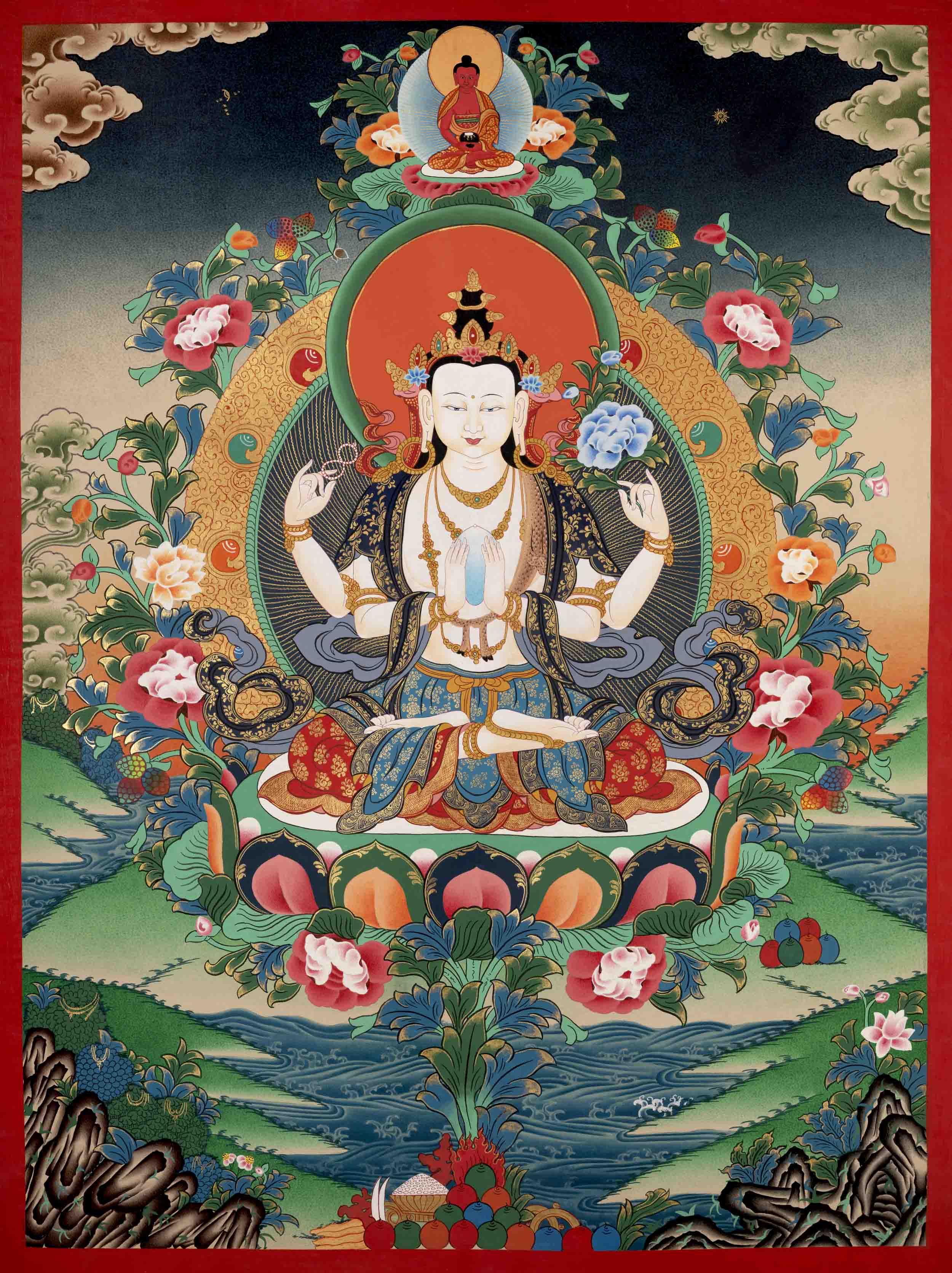 Avalokitesvara Chengrezig Thangka | Bodhisattva of Compassion