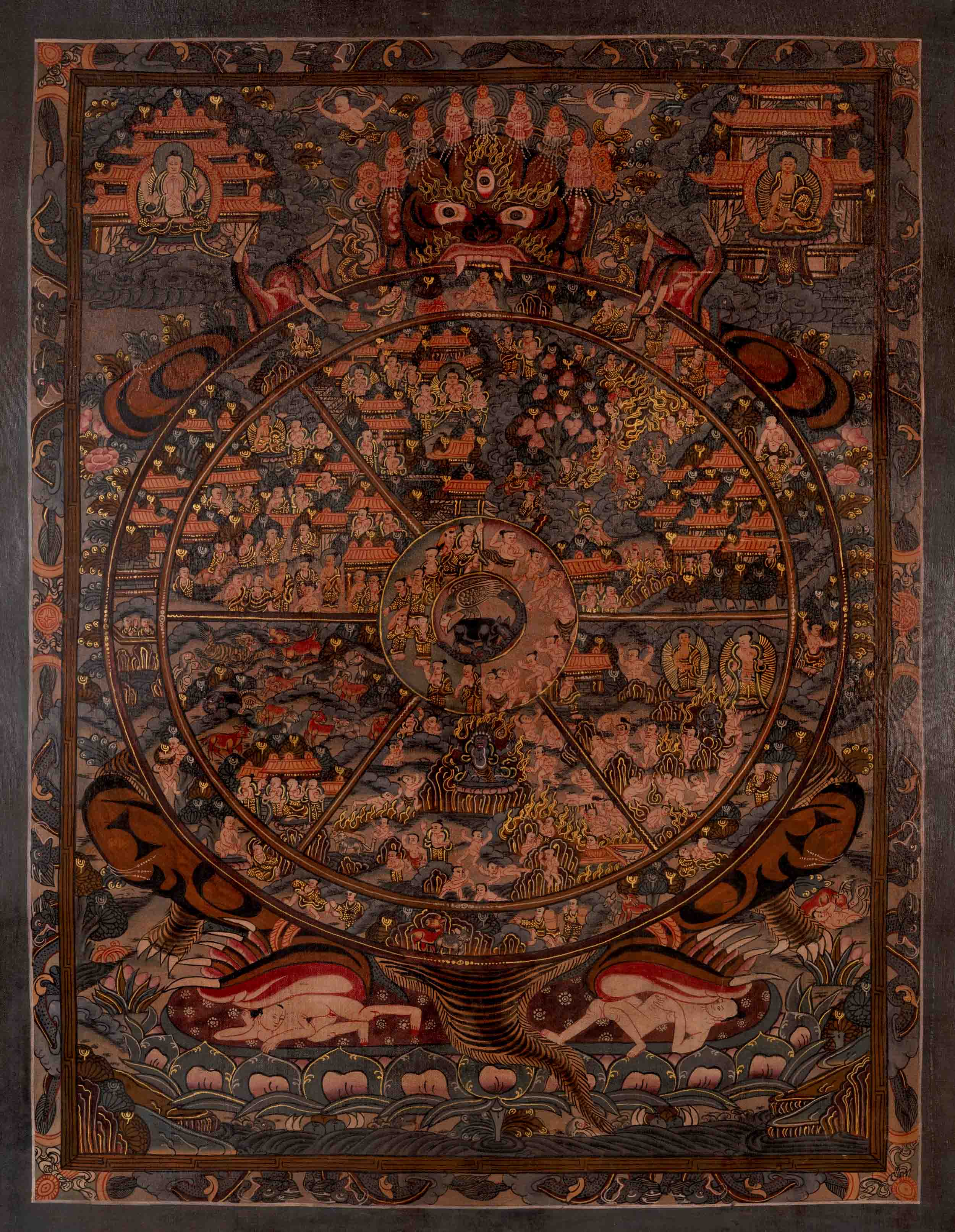 Wheel of Life Buddhist Painting | Original Hand Made Tibetan Buddhist Thangka Art