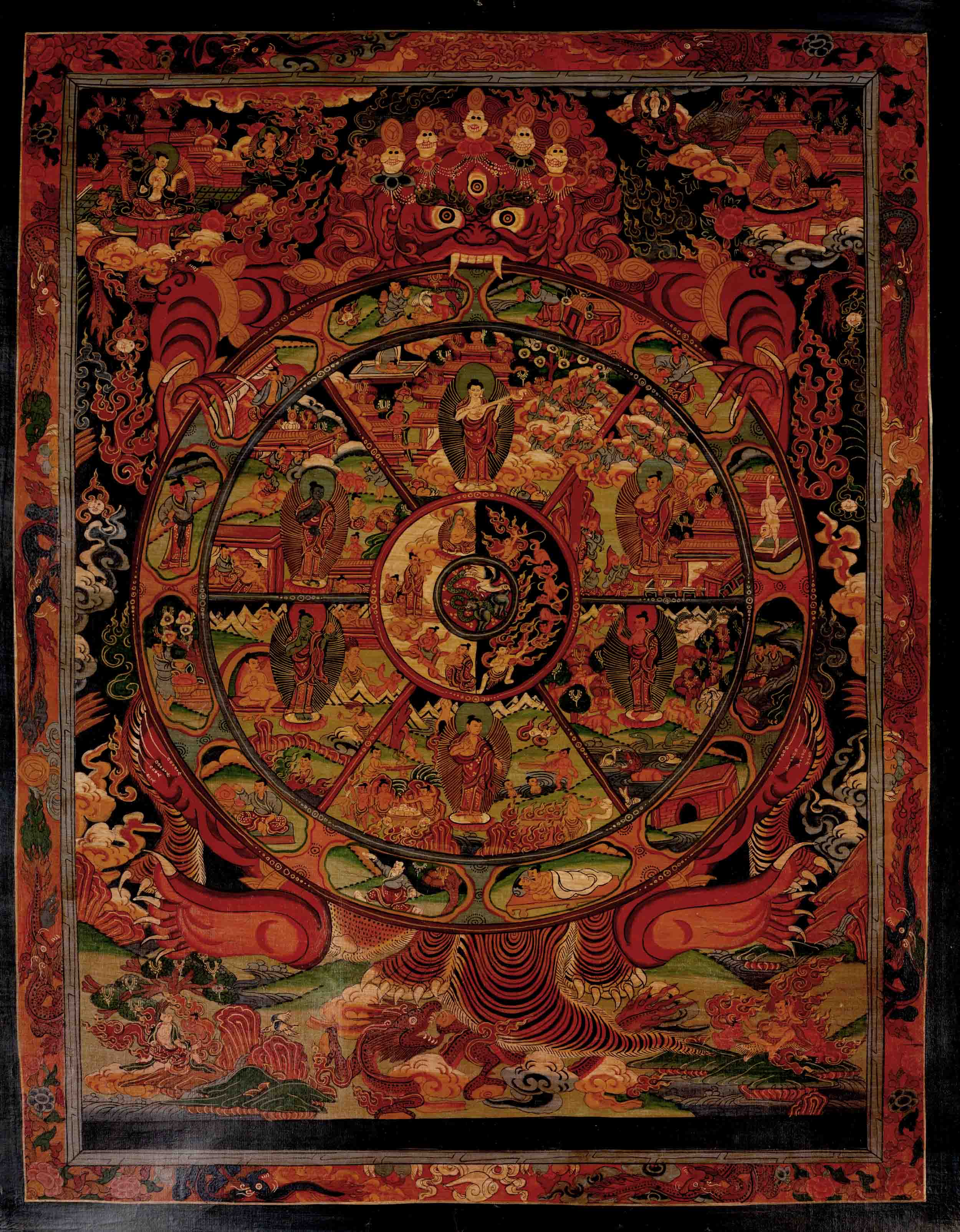 Tibetan Wheel Of Life Bhavachakra | Wall Hanging Yoga Meditation Canvas Art