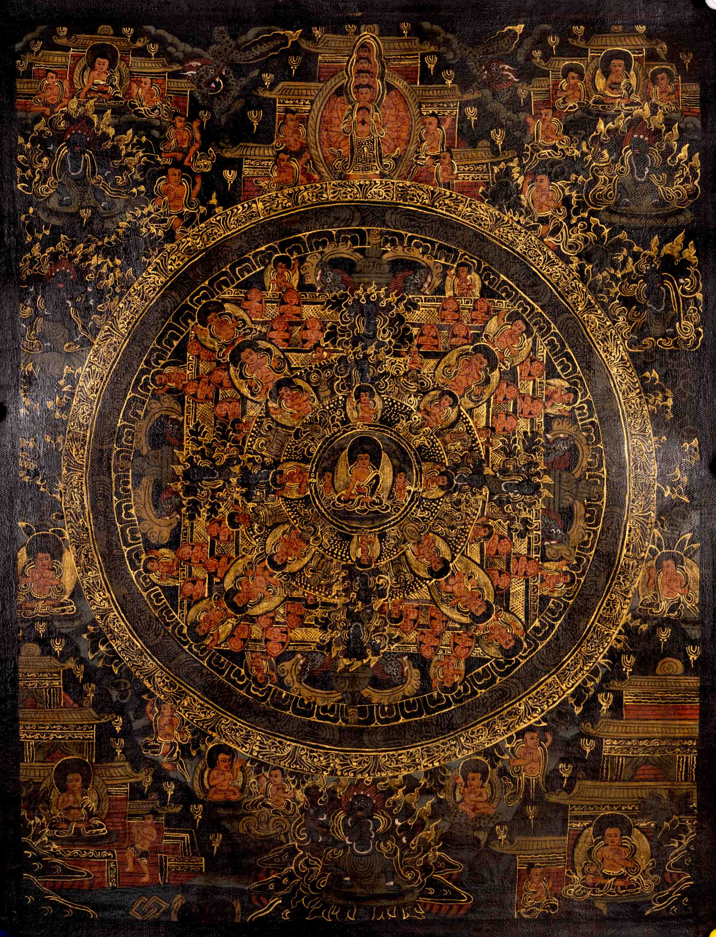 Oil Varnished Shakyamuni Buddha Mandala | Wall Decoration Painting