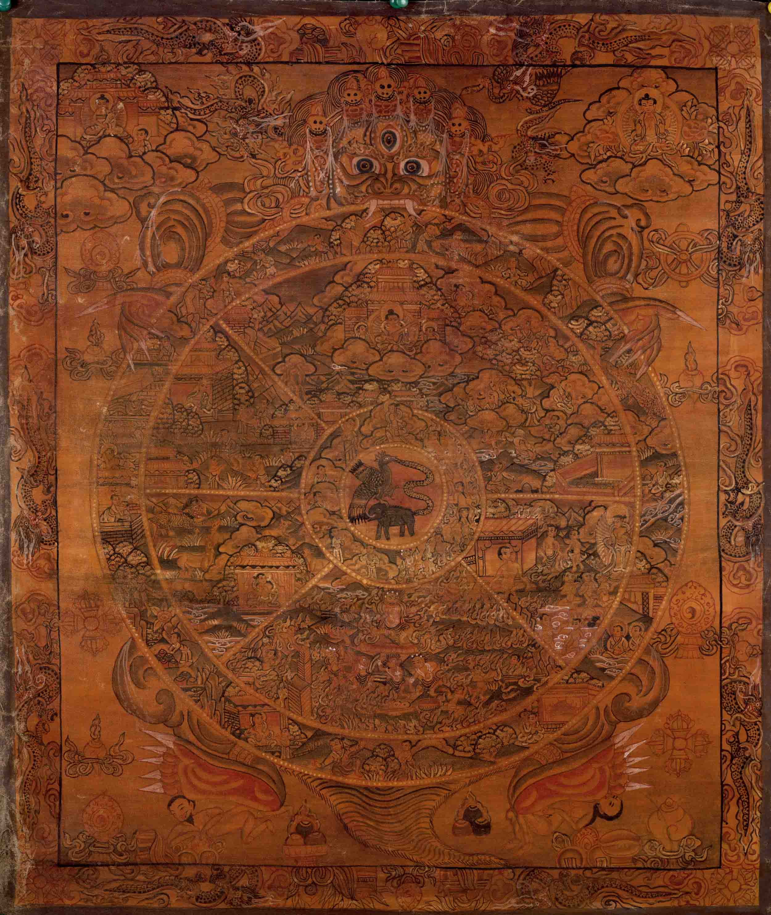 Oil Varnished Wheel of Life Thangka | Original Hand painted Tibetan Buddhist Art