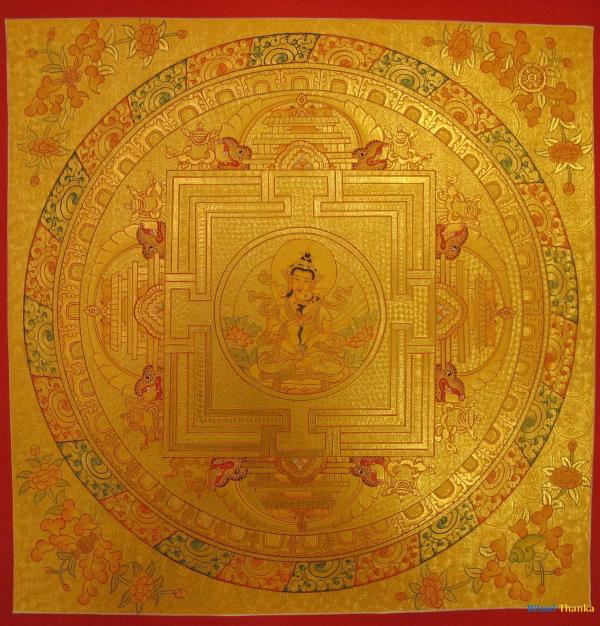 Masterpiece Handpainted 24K Gold Dorje Sempa Yab Yum | Mandala Painting | Wall Hanging
