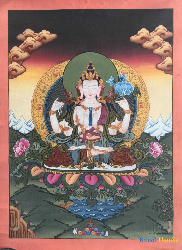 Chengrezig Thangka | Tibetan Buddhism Arts | Religious Painting