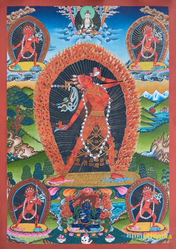 Vajrayogini in Tibetan Style colors with pure 24k gold