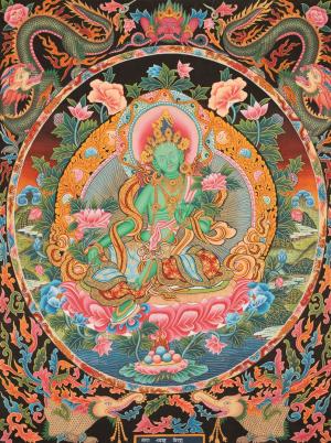 Green Tara Thangka Painting | Originally Hand Painted Buddhist Art