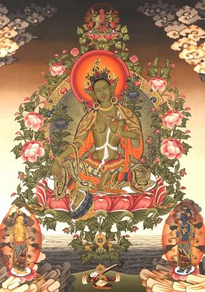 Green Tara Liberation Mother Goddess Masterpiece Quality Hand-Painted Tibetan Thangka