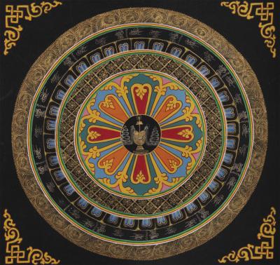 Mantra Mandala | Original Hand-Painted Mandala Thangka | Traditional Painting | Religious Wall Decoration