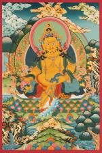 Dzambala Kubera Thangka Painting | Buddhist Deity Of Wealth | | Traditional Himalayan Wall Decoration Painting