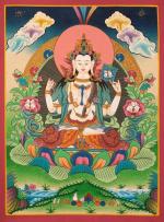 Chengrezig Bodhisattva Thangka | Tibetan Buddhist Wall Decor Painting