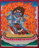 Tibetan Buddhist Tantric Protectors Mahakala High quality Handmade Thangka | Yoga Meditation Canvas Art for your Peace and wellbeing