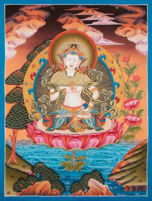 Vajrasattva Dorje Sempa Original Hand-Painted Ritual Thanka