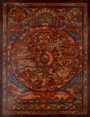 Oil Varnished Wheel of Life Thangka | Original Hand painted Tibetan Buddhist Art