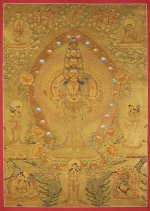 1000 Armed Avalokiteshvara Thangka Thangka Art | 24K Gold Style Original Hand Painted
