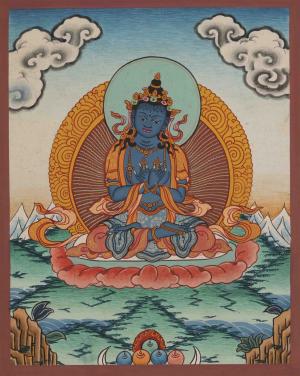 Vajradhara Dorje Chang | Small Size Tibetan Buddhist Thangka Painting | Wall Decoration Painting