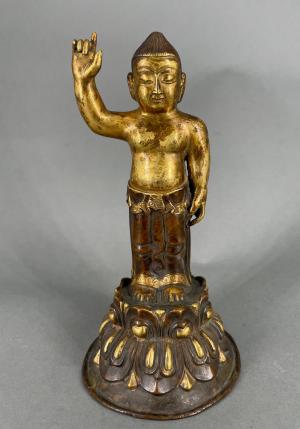 25+ year Original Hand made statue of Buddha | Vintage statue | Gold statue | Baby Buddha Statue | Standing baby buddha| 6 inch baby buddha