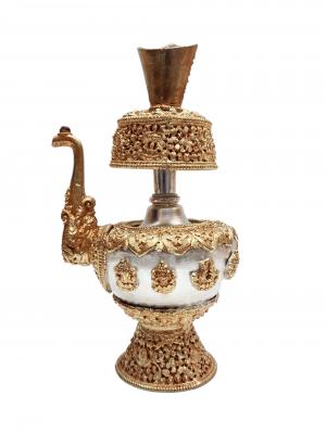 Bhumba | Ritual Vase | Tibetan Buddhist Shrine | Silver Gold Plated Bhumba | Traditional Practice | Religious Artifacts