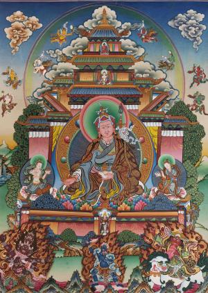 Guru Rinpoche Padmasambhava Palace Thangka Painting | Tibetan Buddhist Arts
