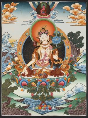 White Tara Thanka | High Quality Tibetan Buddhist Art Of Female Bodhisattva For Wall Decoration And Peace