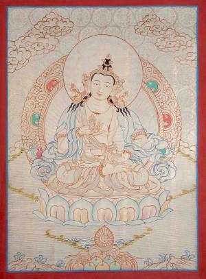 Silver Style Vajrasattva Thangka | Religious Wall Decoration Painting | Delightful Dorje Sempa