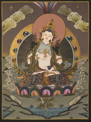 33 x 25 CMS Thangka Painting Of Vajrasattva | Original Hand-Painted Tibetan Buddhist Thangka For Wall Hanging