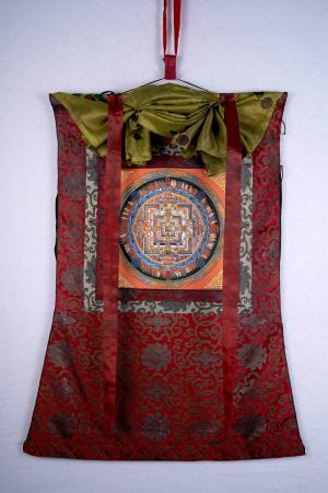Kalachakra Mandala With Brocade | Fine Quality Wheel Of Time Mandala for Buddhist Alter Space