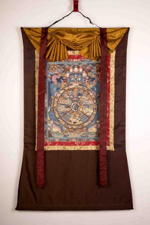Brocaded Wheel of Life Thangka | Buddhist Art | Tibetan Buddhism