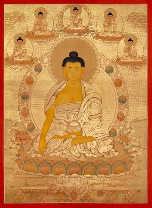 Original Hand Painted Full Gold Style Shakyamuni Buddha Thangka Painting | Wall Hanging Yoga Meditation Canvas Art | Zen Buddhism