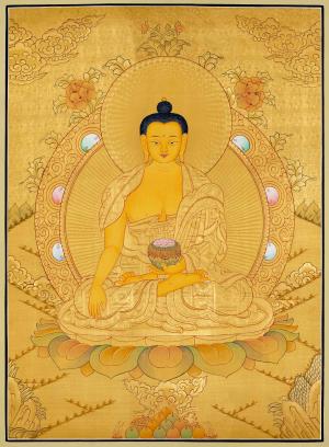 Original Hand Painted Full Gold Style Shakyamuni Buddha Thangka Painting | Tibetan Buddhist Art | Wall Hanging