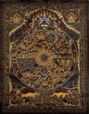 Original Hand-Painted Wheel Of Life Buddhist Thangka Painting | Bhavachakra Painting for Buddhist Meditation | Wall Decor Meditation & Yoga