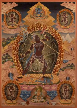 Original Hand Painted Vajrayogini Thangka Painting on a stretched Canvas | Tibetan Budhhist Thangka Art | Meditation And Yoga | Wall Decor