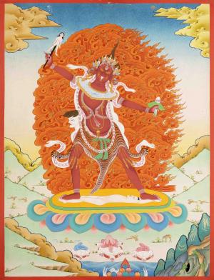 Protector Goddess Ekajati Thangka Painting | Original Hand Painted Buddhist Art | Wrathful Deity Tibetan Buddhism | Fierce & Compassionate