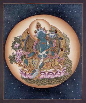 Green Tara Thangka | Original Hand Painted Healing Female Deity | Healing Tara Painting | Wall Hanging Decor | Meditation And Yoga