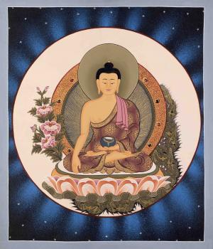 Shakyamuni Buddha Thangka | Original Tibetan Buddhist Religious Painting | Wall Hanging Buddhist Tibetan Decor | Meditation And Yoga