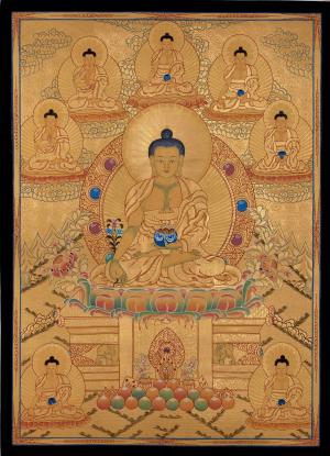 Full Gold Style Shakyamuni Buddha Thangka Painting | Original Hand Painted Tibetan Buddhist Art