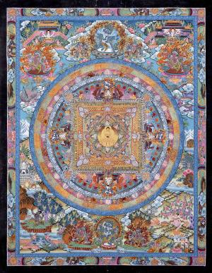 Original Hand Painted Buddha Mandala Thangka | Tibetan Buddhist Meditation And Yoga Art | Wall Hanging Decoration | Zen Buddhism